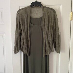 Eileen Fisher Silk dress and linen shrug